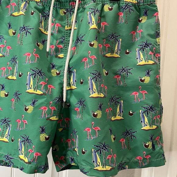 Polo Ralph Lauren Shorts Mens XL Green Swim Trunks Pockets Surf Flamingo Beach - Picture 3 of 9